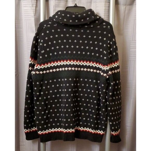 VINTAGE Chaps Ralph Lauren Black Cotton Fair Isle Ski Knit Holiday Sweater 1X XL - Picture 6 of 7